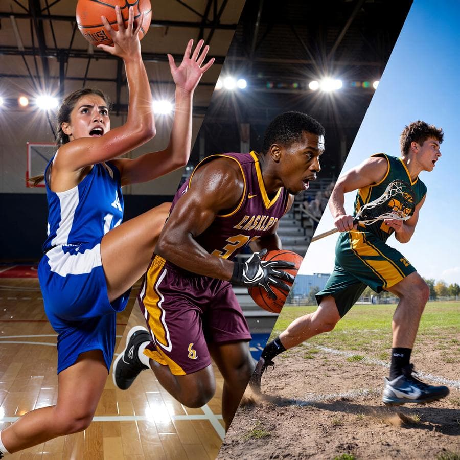 Young athletes playing basketball